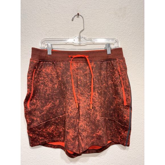 Lululemon Shorts Drawstring Orange Distressed Rare Large - Picture 1 of 5